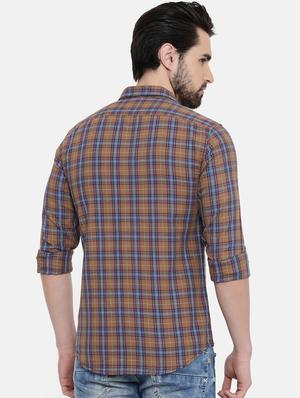 brown checkered casual shirt - 16456400 - Standard Image - 3