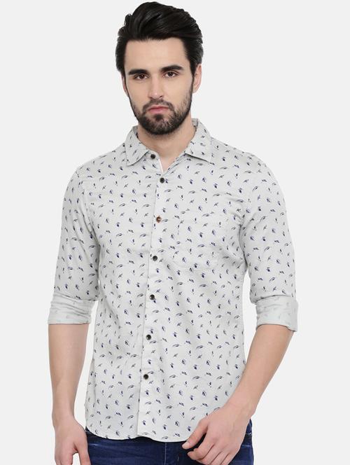 grey printed casual shirt - 16456441 - Standard Image - 1