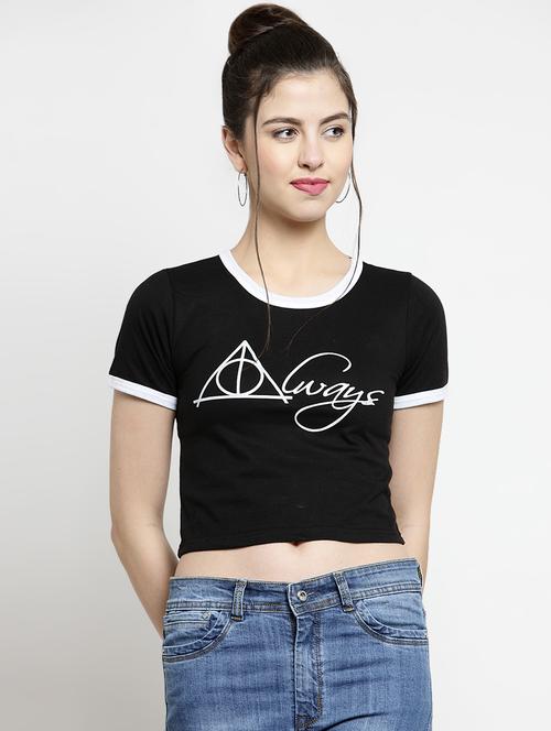 contrast detail quirky crop tee - 16456843 - Standard Image - 1