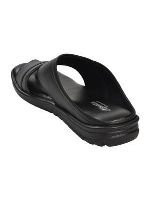 ajanta black leatherette slip on sandals - 16456991 - Standard Image - 3