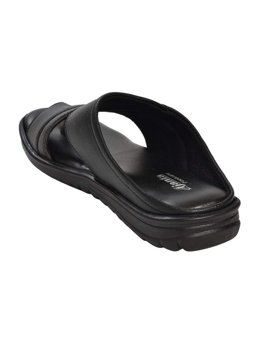ajanta black leatherette slip on sandals - 16456991 - Zoom Image - 3