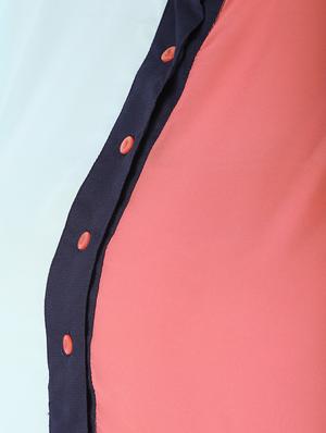 mandarin neck color block a-line dress - 16457130 - Standard Image - 6