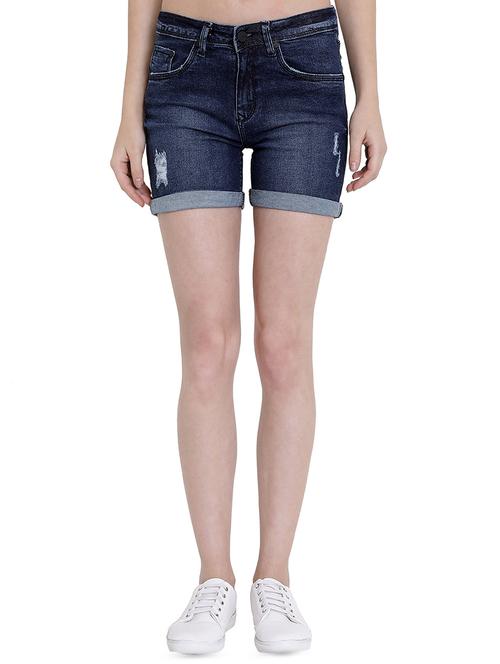 distressed detail stone washed shorts - 16459728 - Standard Image - 1