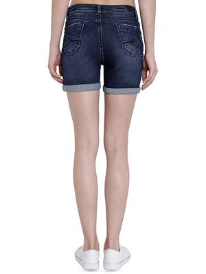 distressed detail stone washed shorts - 16459728 - Standard Image - 3
