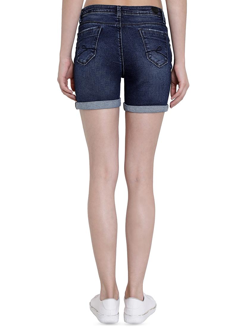 distressed detail stone washed shorts - 16459728 - Zoom Image - 3