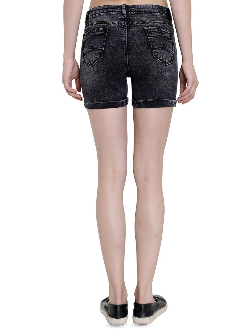 distressed detail stone washed shorts - 16459729 - Zoom Image - 3