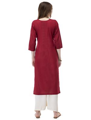 Solid straight kurta - 16459775 - Standard Image - 3
