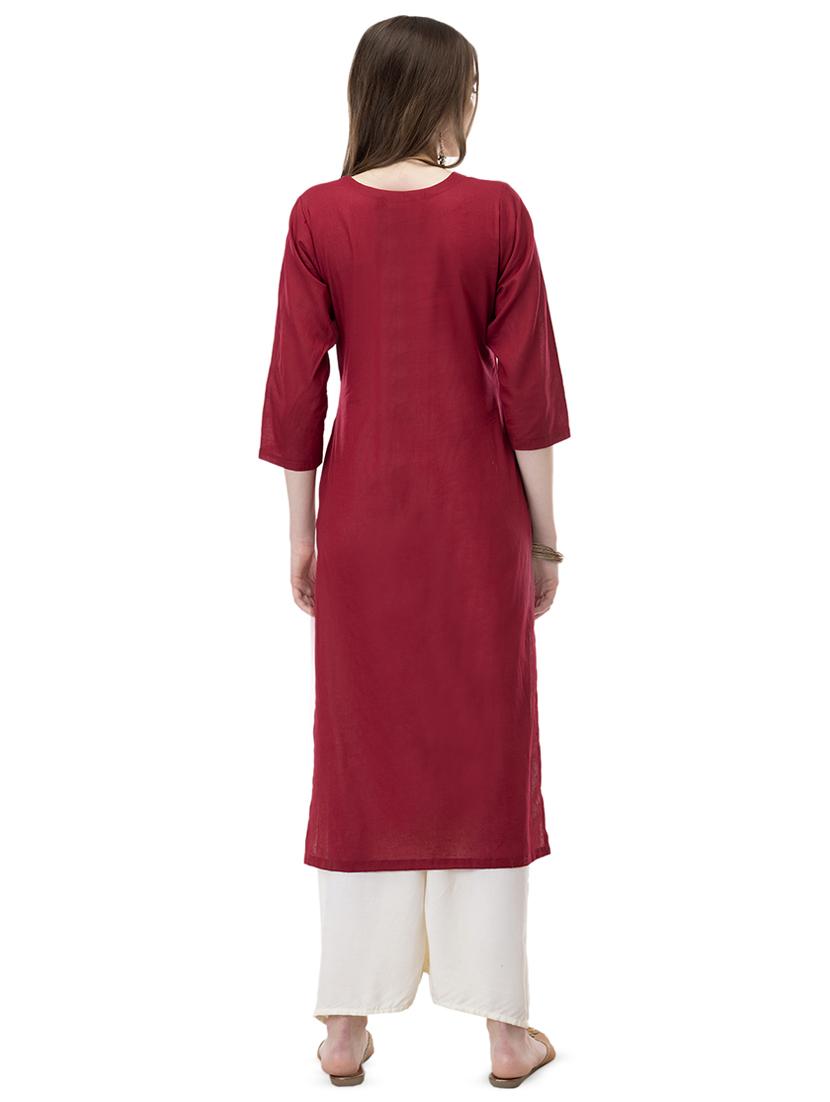 Solid straight kurta - 16459775 - Zoom Image - 3