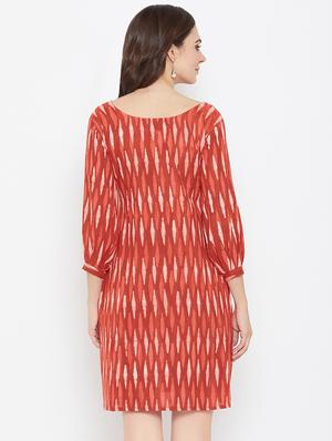 boat neck ikat a-line dress - 16459831 - Standard Image - 3