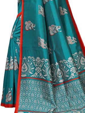 conversational printed saree with blouse - 16460146 - Standard Image - 3
