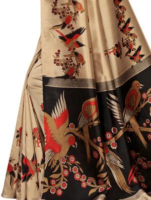 conversational printed saree with blouse - 16460167 - Standard Image - 3