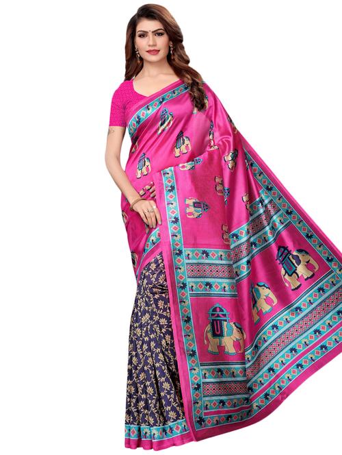 conversational printed saree with blouse - 16460190 - Standard Image - 1