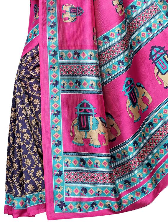 conversational printed saree with blouse - 16460190 - Zoom Image - 3