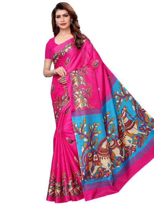 conversational printed saree with blouse - 16460208 - Standard Image - 1