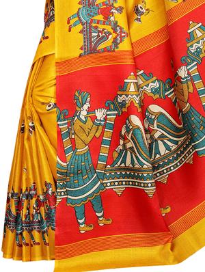 conversational printed saree with blouse - 16460220 - Standard Image - 3