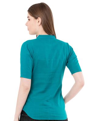 mandarin neck solid shirt - 16461651 - Standard Image - 3