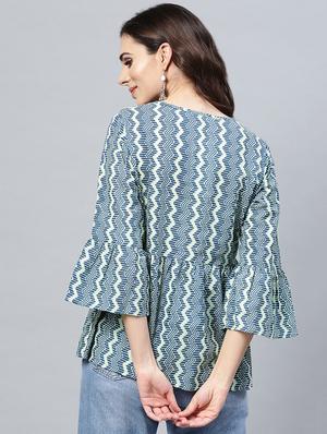 blue cotton regular top - 16463206 - Standard Image - 3