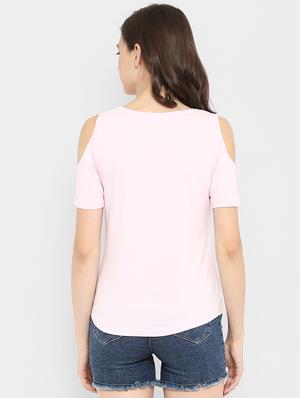 cold shoulder solid tee - 16465530 - Standard Image - 3
