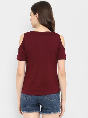 cold shoulder solid tee - 16465533 - Standard Image - 3