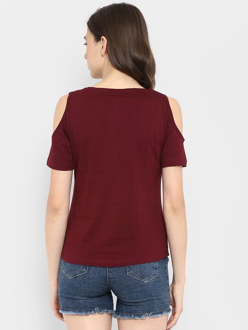cold shoulder solid tee - 16465533 - Zoom Image - 3