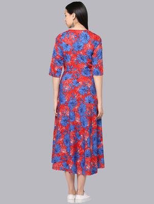 floral flared ethnic dress - 16465553 - Standard Image - 3