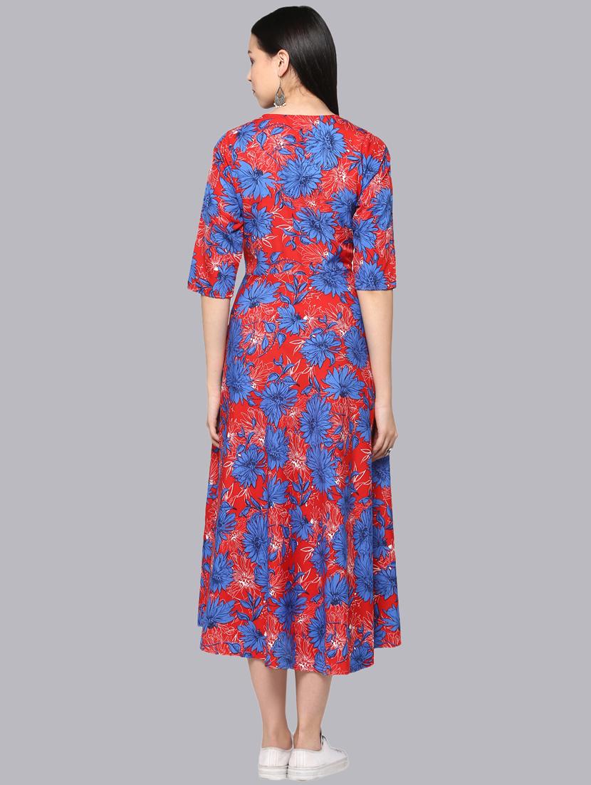 floral flared ethnic dress - 16465553 - Zoom Image - 3