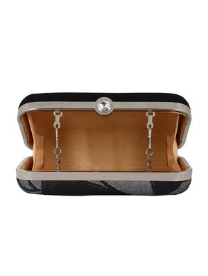 black cotton polyester blend box clutch - 16466018 - Standard Image - 3