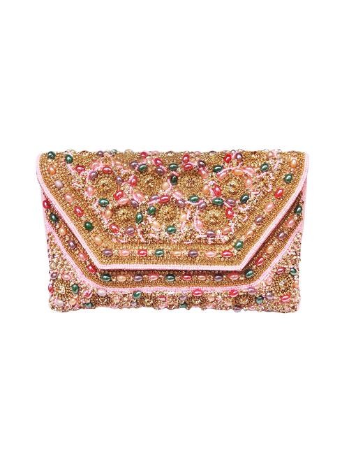 pink silk envelope clutch - 16466424 - Standard Image - 1