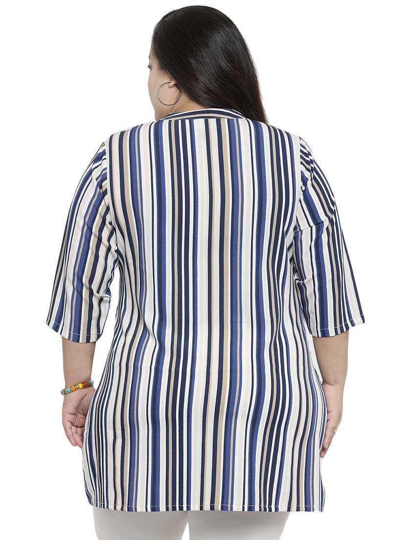 mandarin neck striped tunic - 16466514 - Zoom Image - 3