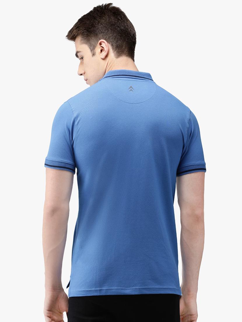 blue solid polo t-shirt - 16467579 - Zoom Image - 3