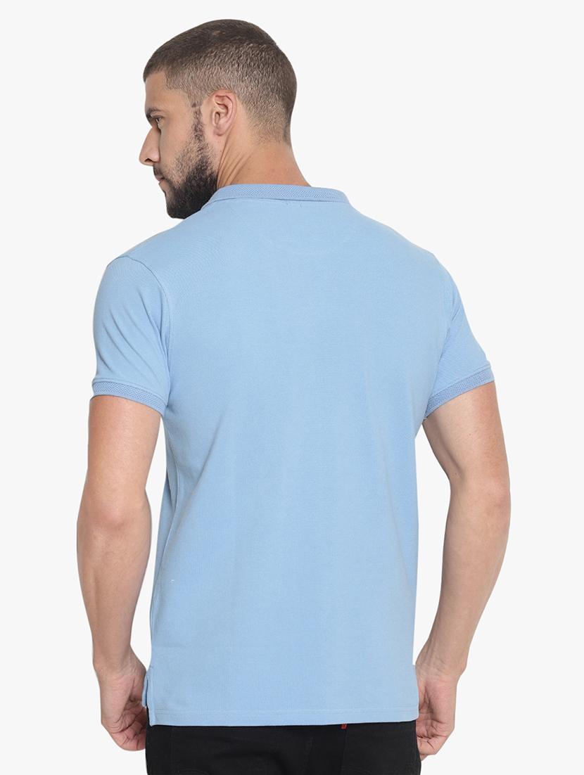 light blue solid polo t-shirt - 16467635 - Zoom Image - 3
