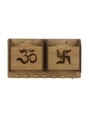 om-swastik-wooden key holder (7 hooks) - 16467913 - Standard Image - 3