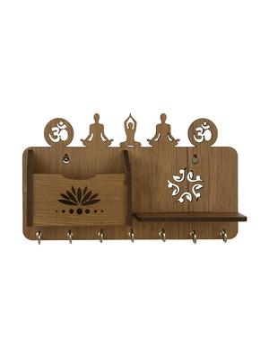 yoga asanas-wooden key holder (7 hooks) - 16467914 - Standard Image - 3