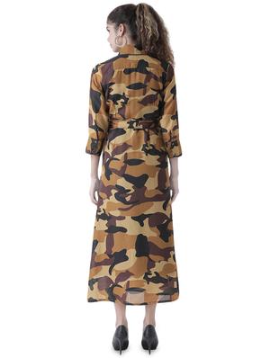 overlap neck camouflage wrap dress - 16470517 - Standard Image - 3