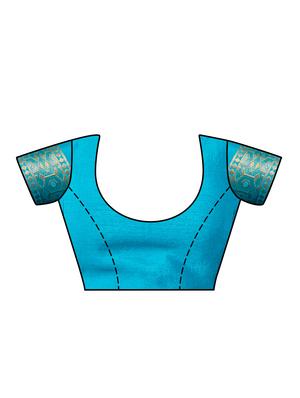 turquoise art silk kanjivaram saree with blouse - 16471464 - Standard Image - 3