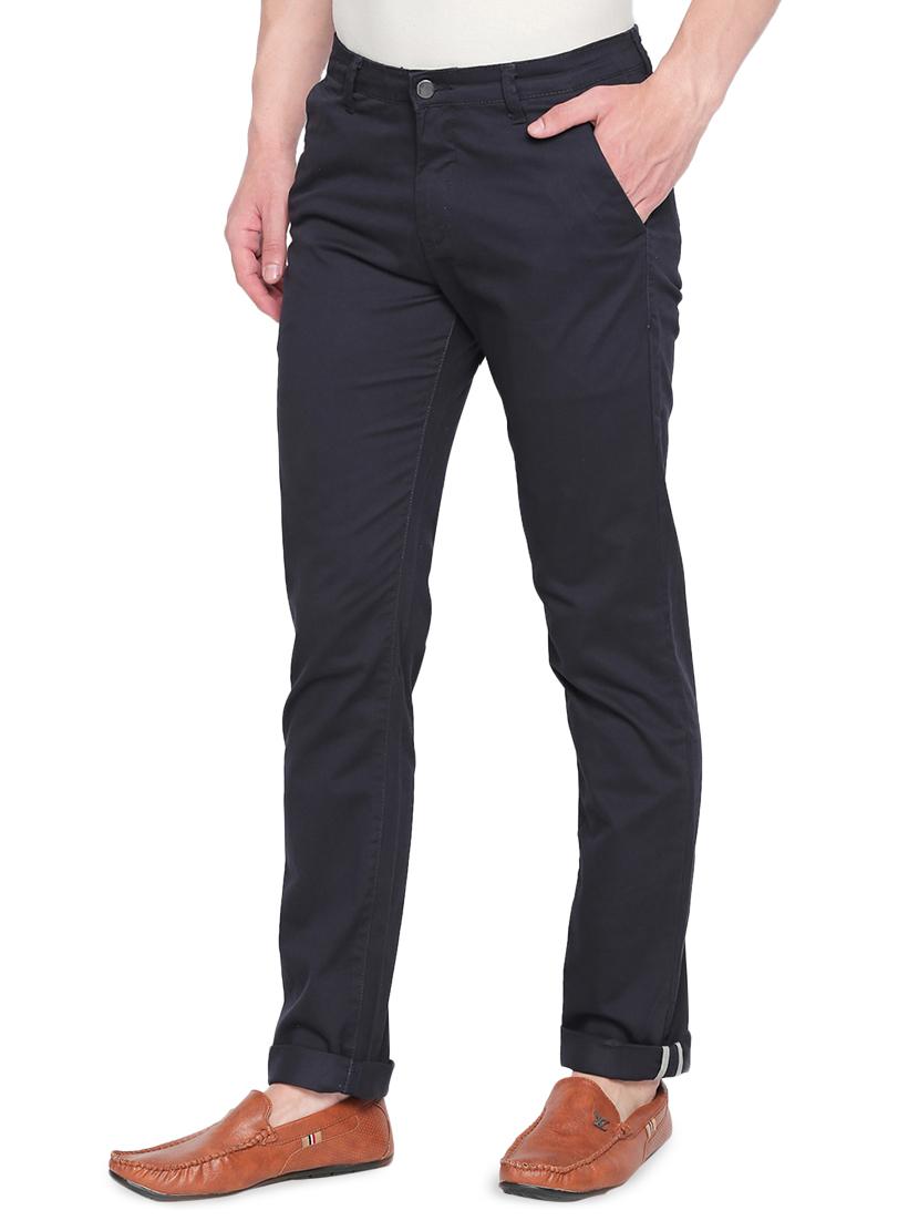 navy blue solid chinos - 16472366 - Zoom Image - 3