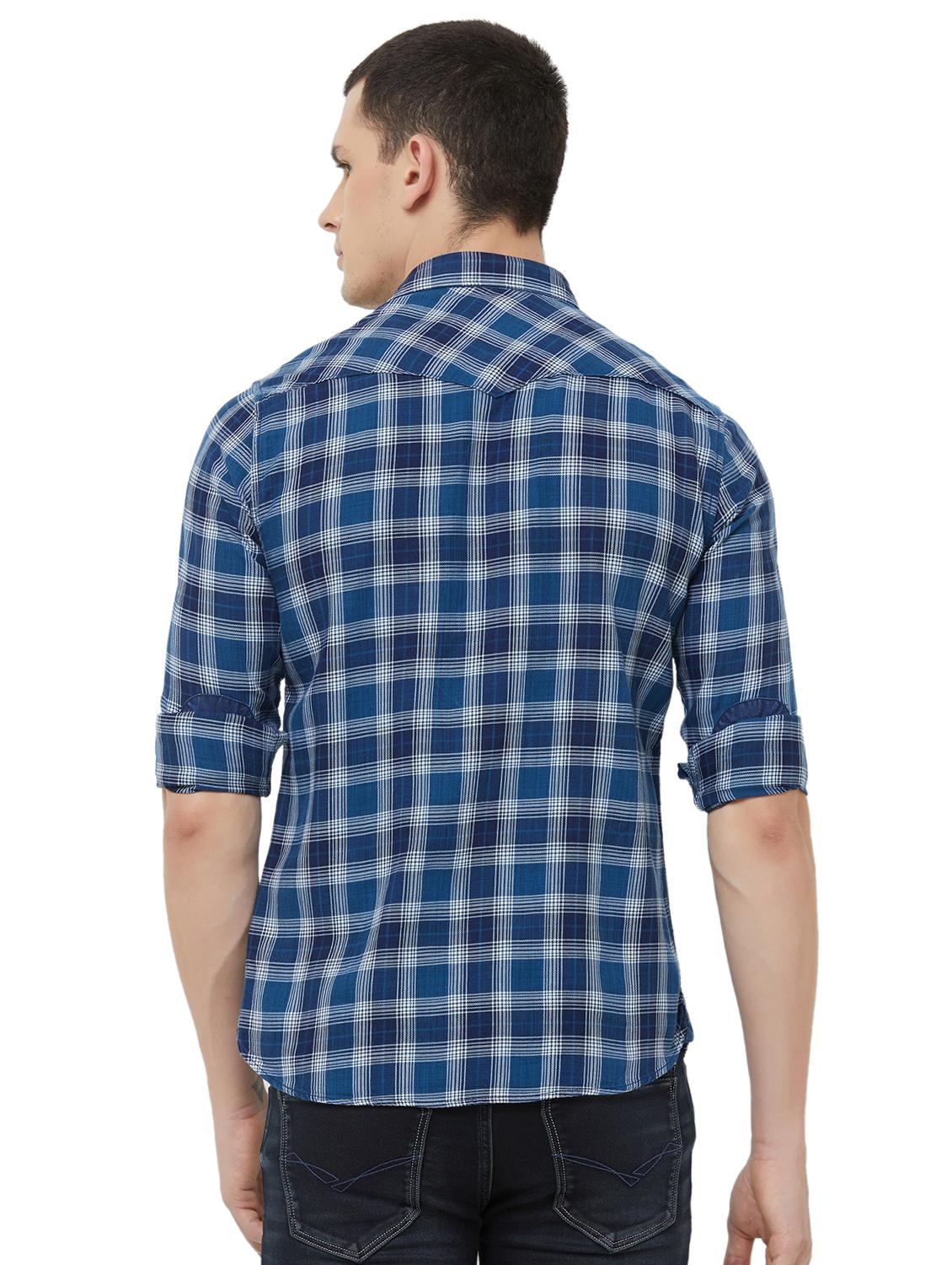 navy blue checkered casual shirt - 16473299 - Zoom Image - 3