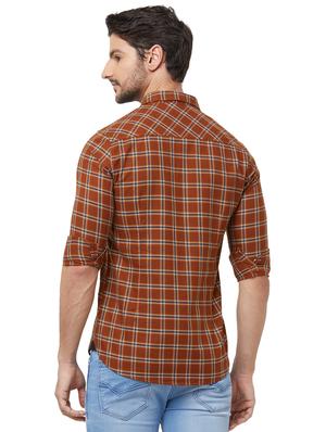 brown checkered casual shirt - 16473363 - Standard Image - 3