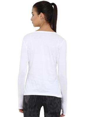 round neck thumb hole sleeved tee - 16473966 - Standard Image - 3