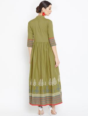 block printed flared kurta - 16475858 - Standard Image - 3