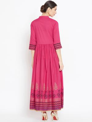 block printed flared kurta - 16475859 - Standard Image - 3