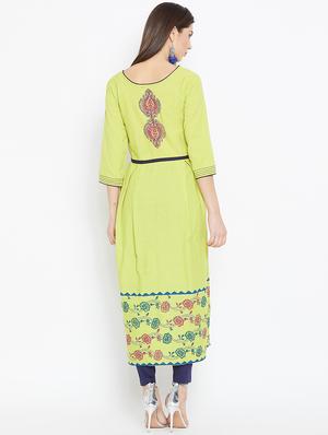 block printed a-line kurta - 16475861 - Standard Image - 3