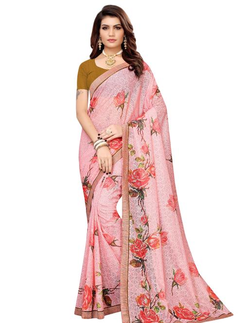 floral printed saree with blouse - 16476584 - Standard Image - 1