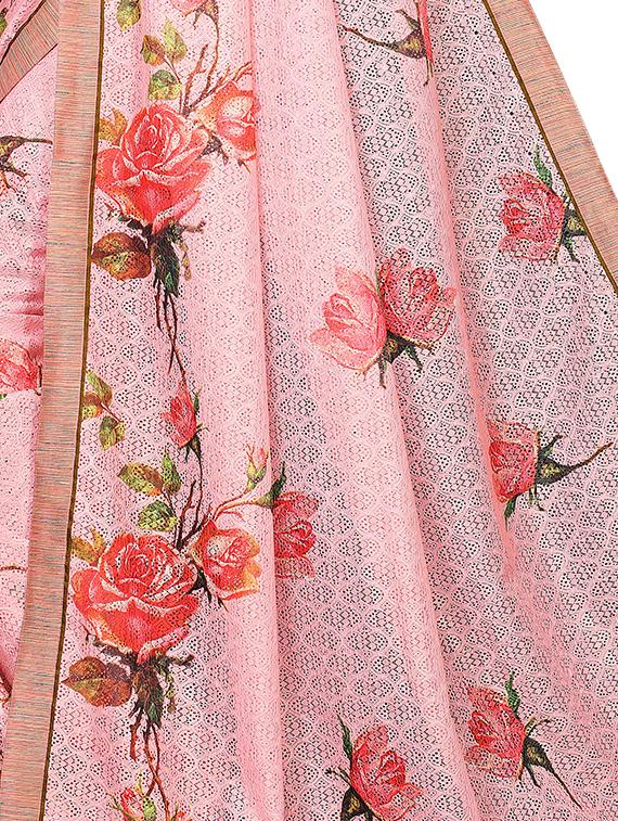 floral printed saree with blouse - 16476584 - Zoom Image - 3