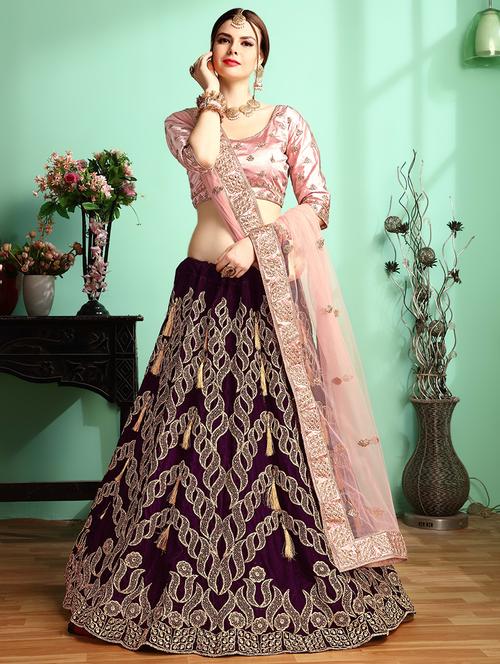 embroidered a-line lehenga - 16479028 - Standard Image - 1