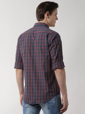 navy blue checkered casual shirt - 16479121 - Standard Image - 3