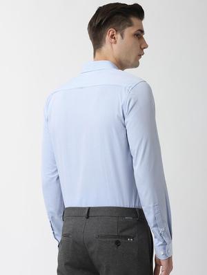 blue self design formal shirt - 16479175 - Standard Image - 3
