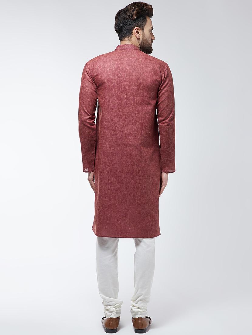 maroon solid kurta pyjama set - 16480007 - Zoom Image - 3