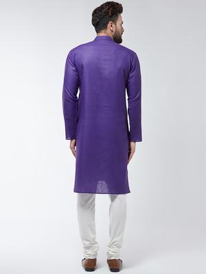 purple solid kurta pyjama set - 16480008 - Standard Image - 3
