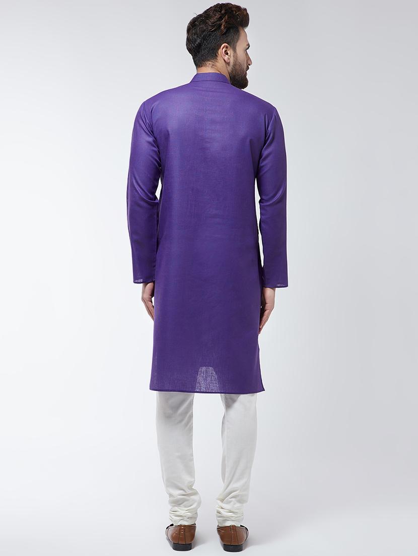 purple solid kurta pyjama set - 16480008 - Zoom Image - 3
